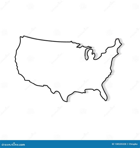 Mapa Blanco Y Negro De Estados Unidos Ilustración del Vector