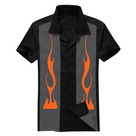 Men′s Rockabilly Hotrod Flame Bowling Shirts China Bowling Shirts And