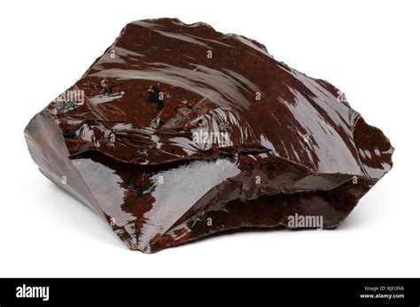 Brown Obsidian Isolated On White Background Stock Photo Alamy