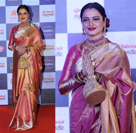 10 Best Kanjivaram Silk Saree Looks Of Rekha South India Fashion