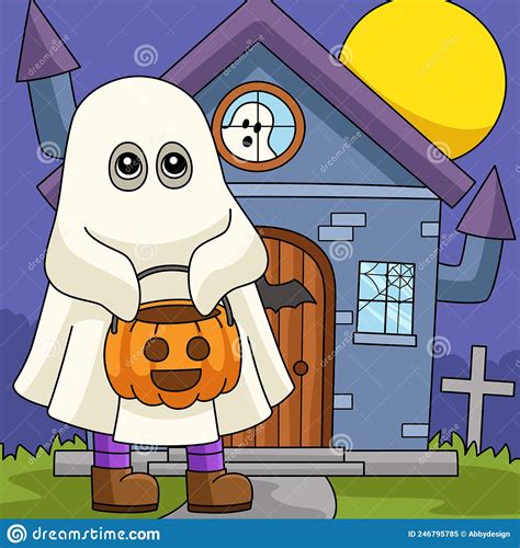 Ghost Trick Or Treat Halloween Illustration Stock Vector Illustration