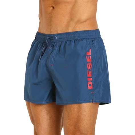 Shop Diesel Mens Coralred Logo Swim Shorts Medium M Blue Trunks Inseam