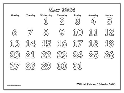 Calendar May 2024 56ms Michel Zbinden Za