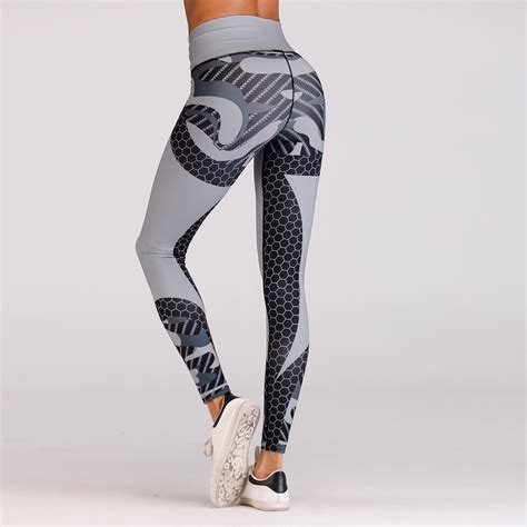 Hot Sales Mesh Pattern Print Leggings Women Fitness Leggings Elastic