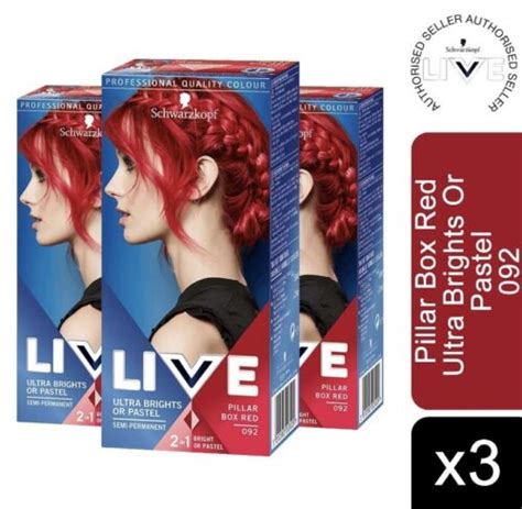 3x Live Pillar Box Red Semi Permanent Hair Dye Ultra Brights 092 Ebay