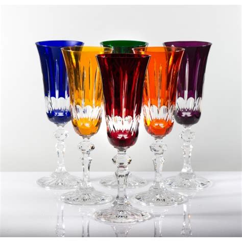 Harmony Multicoloured 24 Lead Crystal Champagne Glasses