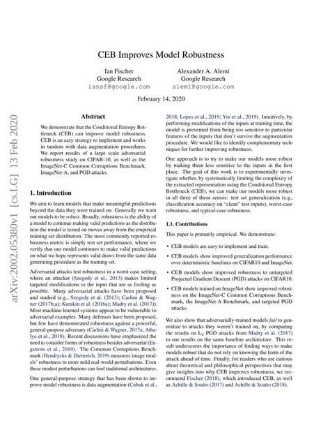 Pdf Ceb Improves Model Robustness · We Demonstrate That The Conditional Entropy Bottleneck