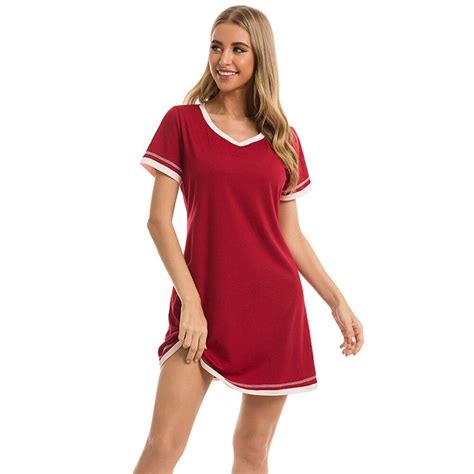 Spdoo Summer Nightgowns For Womens Short Sleeve Nightdress V Neck Nightshirt Comfy Sleep Shirt
