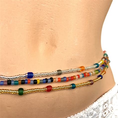 3 Pcs Waist Bead Multi Colored Jewlery Belly Beads Beaded Etsy