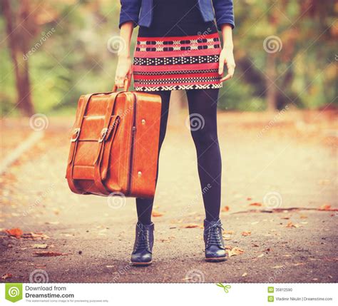 Girl With Suitcase Stock Photo Image Of Fall Color 35812590