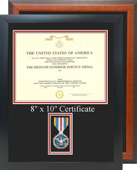 Defense Superior Service Certificate Frame