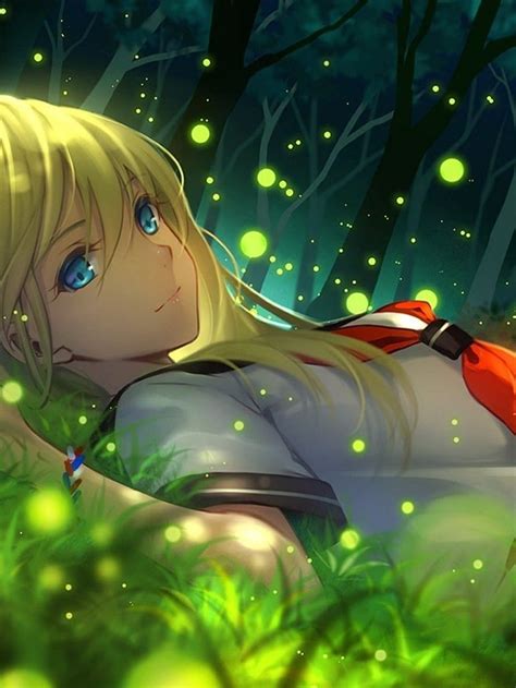 Free Download Anime Girl Fireflies Firefly Anime Hd Phone Wallpaper