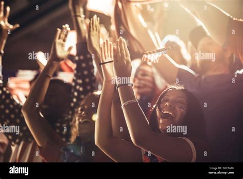 Usa Soccer Fans Cheering Together At Stadium American Football