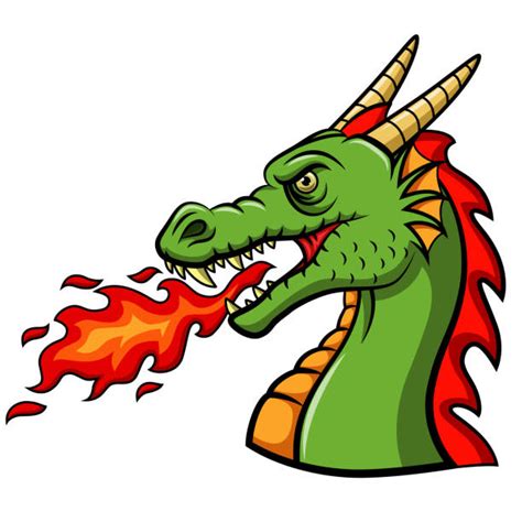Cartoon Of The Dragon Blowing Fire Illustrations Royalty Free Vector