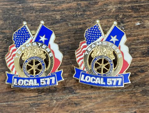 Two Teamsters Ibt Local 577 Texas Vintage Collectable Lapel Hat Pins