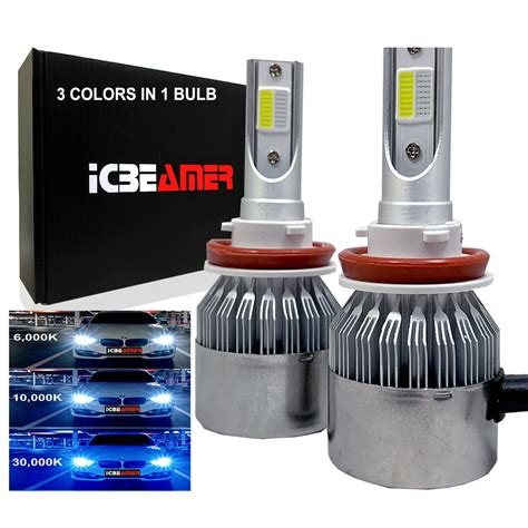 Icbeamer H11 Led Cob Low Beam Headlight Kit Bulb Replace Hid Or Halogen
