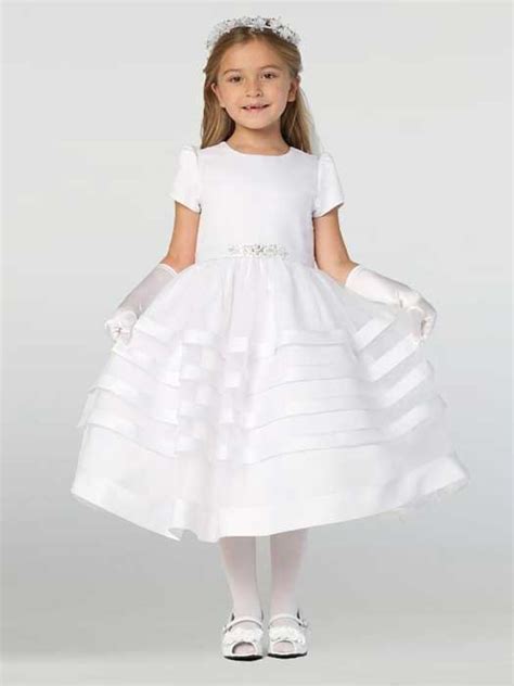 Organza With Satin First Communion Dress 71 L708 Tonini Church Supply