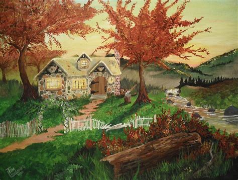 Autumn Cottage Painting