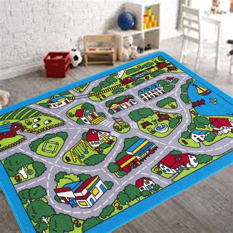 Kids Car Road Rugs City Map Play Mat For Classroombaby Room Non Slip