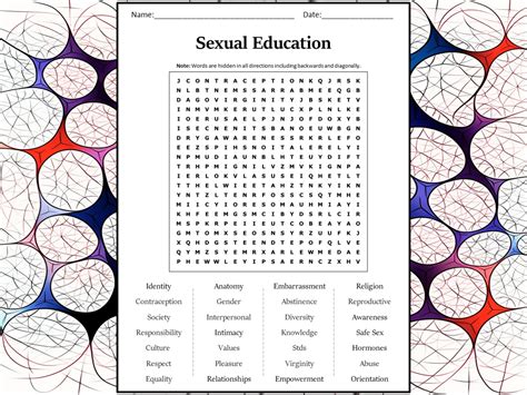 Sexual Education Word Search Puzzle Worksheet Activity Teaching Resources