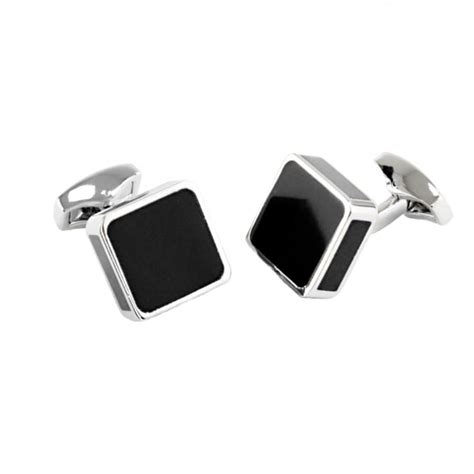 black and silver square enamel cufflinks from ties planet uk