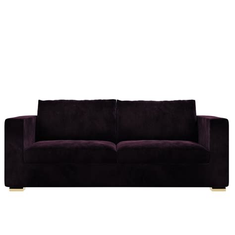 3 Seater Velvet Sofa In Dark Purple Aubergine Clara Furniture123