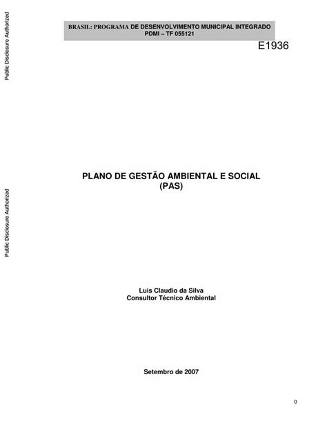 Pdf Plano Ambiental E Social Do Pdmi Curated Pt