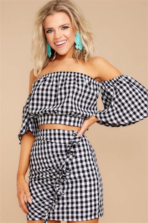 Trendy Two Piece Set Cute Gingham Two Piece Set Set 5200 Red