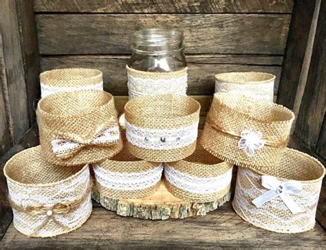 Set Of 10 Mason Jar Sleeves Wedding Decor Rustic Wedding Wedding