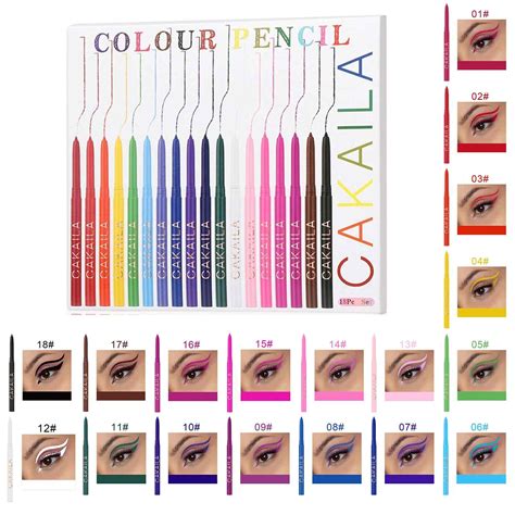 Cakaila 18 Colors Eyeliner Set Colorful Liquid Eyeliner Gel Pen Set