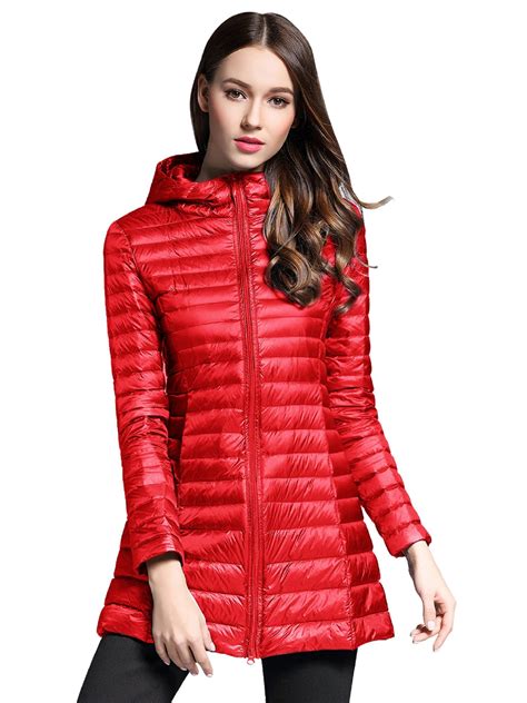 Elezay Women Lightweight Down Jacket Long Jacket Winter Down Coat Windproof Puffer Coats Hooded