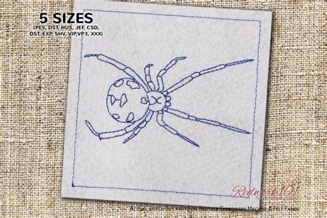 Black Widow Spider Lineart Machine Embroidery Designs Redwork101