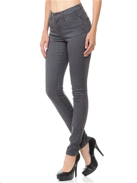 Mid Rise Charcoal Color Skinny Jeans Angry Rabbit