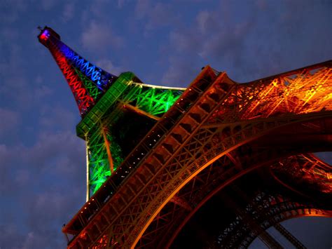 Eiffel Tower In Multicolored Lights Wallpapers And Images
