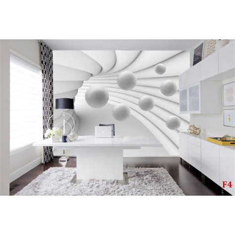 Photo Murals White Gray With Spheres 3d Spiral Tunnel
