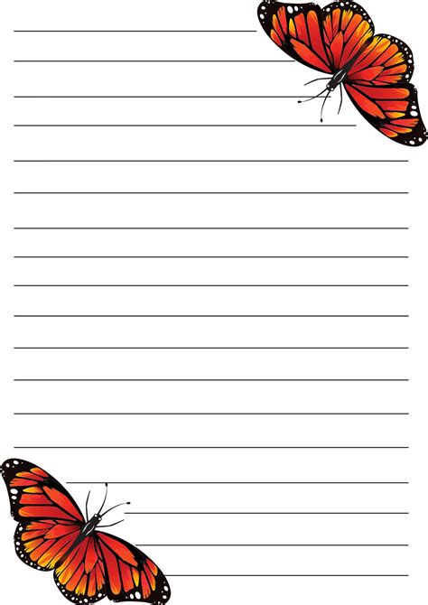 A4 Monarch Butterflies Digital Downloadprintable Writing Etsy