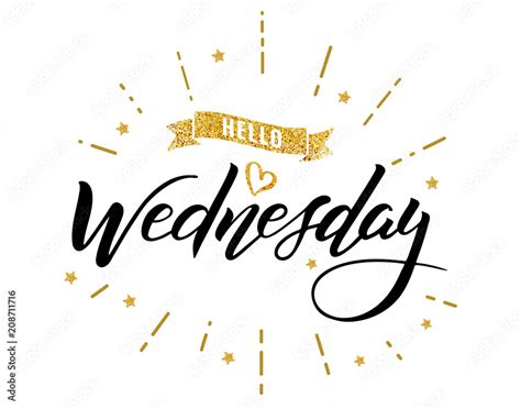 Hello Wednesday Happy Lettering Stock Vector Adobe Stock