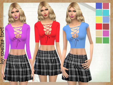 Lace Up Jersey Top By Melisa Inci At Tsr Sims 4 Updates