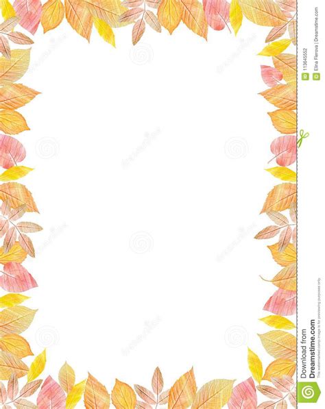 Fall Template Bright Colourful Autumn Leaves On Vertical White