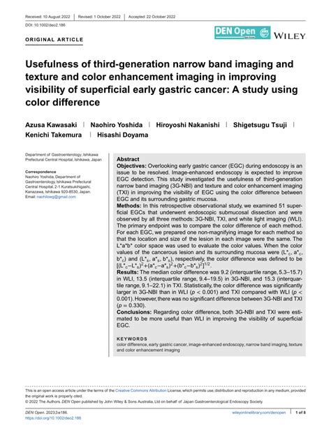 Pdf Usefulness Of Third‐generation Narrow Band Imaging And Texture