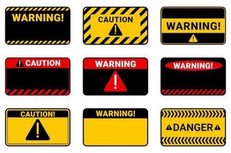 Free Vector Blank Label Of Warning And Caution Sticker Template Set