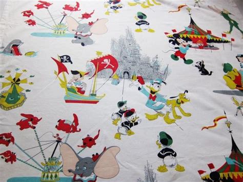 Vintage Disney Fabric Disney 50s Fabric Drapes Dumbo Snow White By