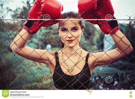 Pretty Young Woman In Boxing Gloves Stock Image Image Of Body Power