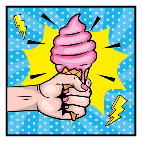 Hand Holding A Ice Cream Pop Art Design 1339085 Vector Art At Vecteezy