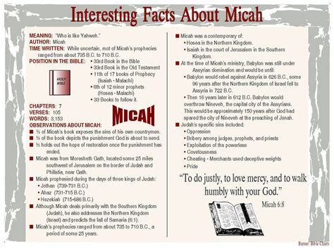 Interesting Facts About Micah Bible Facts Scripture Study Bible