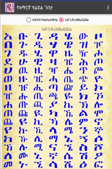 Ethiopian Amharic Alphabet