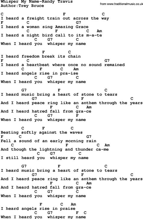 Country Musicwhisper My Name Randy Travis Lyrics And Chords