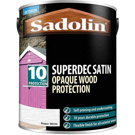 Sadolin Superdec Opaque Wood Protection Super White Satin Litre Sad