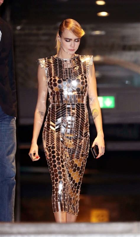 Cara Delevingne In Gold Metallic Dress 32 Gotceleb