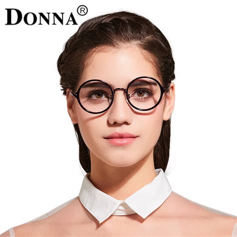 Donna Metal Eyeglasses Frames Women Classic Optical Eyeglasses Round Nerd Frame Clear Lens